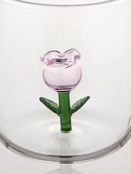 Кружка Розочка, 320 мл, 9?12.5?9 см, с фигуркой, стекло, прозрачная, розовая