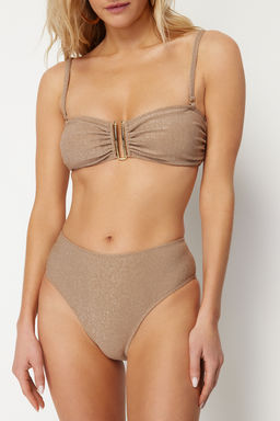 Vizon Straplez Aksesuarl? Simli Brazilian Bikini Tak?m? TBESS24BT00054