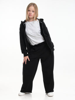 Толстовка зипка оверсайз с капюшоном на молнии 22-5610 черный