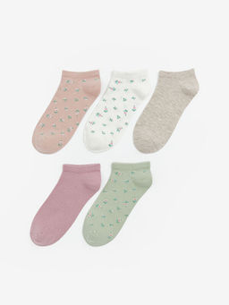 ?i?ekli Kad?n Patik ?orap 5li