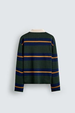 STRIPED KNIT POLO SHIRT WITH CONTRAST COLLAR - Zara фото 8