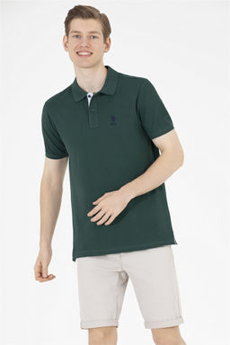 Мужская темно-зеленая футболка с воротником поло Basic