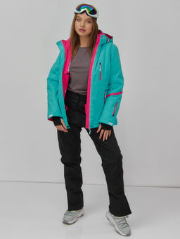 Горнолыжная куртка женская зимняя бирюзового цвета 7091Br - Chunmai фото 7