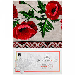 "Мир Вам" Скатерть 180х145см, длина стола до 140см, на 6 персон, хлопок "Комфорт" 171г/м2, "Домашняя мода" (Россия)