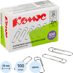 Цена за 2 шт. Скрепки Комус оцинкованные 28 мм, негофрированные, 100шт/уп  фото 2