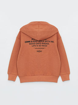 Bask?l? Uzun Kollu Erkek ?ocuk Hoodie - Waikiki фото 2