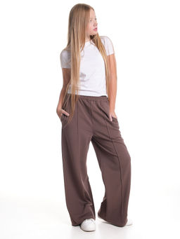 Брюки для девочки со строчкой 22-1565 шоколад