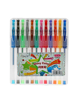 Набор гелевых ручек, 12 цветов, с блестками, с резиновым держателем, в пластиковой коробке - Simaland фото 12