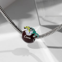 Цена за 5 шт. Талисман "Кокос", цветной в чернёном серебре