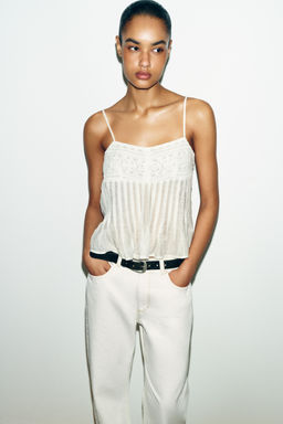 TOP TIRANTES BORDADOS / Blanco - Zara фото 2