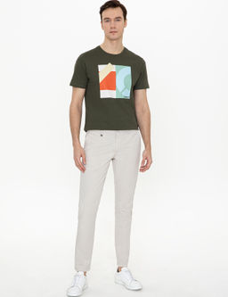 Haki Bisiklet Yaka Slim Fit T-Shirt - Cacharel фото 5