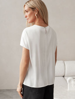 Блузка Vilatte D29.276 сатин белый  фото 4