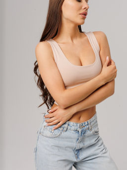 Женский укороченный топ Lingeamo бежевый ЛТ-09 (4)  фото 3