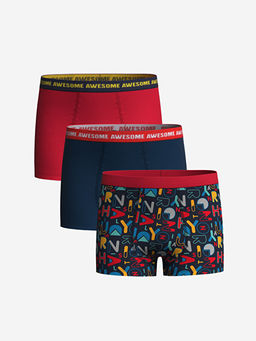Bask?l? Erkek ?ocuk Boxer 3l?