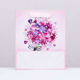 Пакет подарочный ламинированный вертикальный Романтичный букет, 21?25?8 см