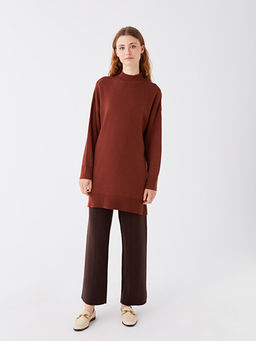 Yar?m Bal?k?? Yaka Oversize Kad?n Triko Tunik