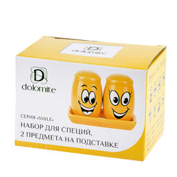 Набор для специй солонка/ перечница Smile 11*6*8,5см. (на керамической подставке) (керамика) (подарочная упаковка) - Dolomite фото 2