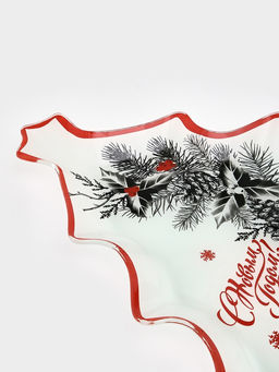 Блюдо сервировочное новогоднее Доляна С Новым Годом, 24.5?24.7?2 см, стекло, белое  фото 4