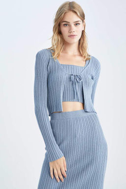 Кардиган приталенного кроя с V-образным вырезом - Defacto фото 3