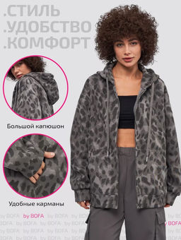 K13191 Толстовка с капюшоном (утеплитель евро мех) ЧЕРНЫЙ