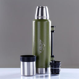 Термос Мастер К Движение, 1.2 л, 36?11 см, с кружкой, сохраняет тепло 18 ч, нержавеющая сталь, зелёный