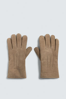 CONTRAST LEATHER GLOVES - Zara фото 3