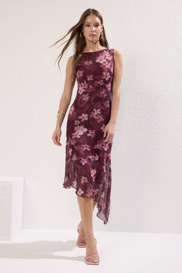 TRENDYOLMILLA Cok Renkli Asimetrik Bodycone/Vucuda Oturan Midi Orme Elbise TWOSS25EL00227 фото 6