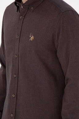 Мужская коричневая базовая рубашка с длинным рукавом Неожиданная скидка в корзине - U.s. polo assn фото 7