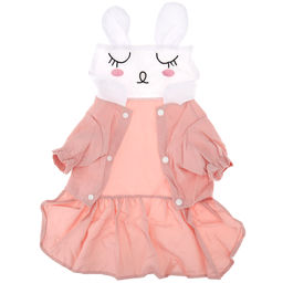 Пэт тойс (Pet toys) Одежда для собаки Платье Зайка с принтом, с вышивкой, на кнопках р-р S, длина спинки 25см/обхват груди 36см/обхват шеи 26см, цвет-розовый, 100% полиэстер (Китай) фото 5