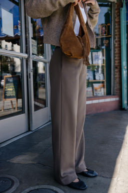 PANTAL?N FELPA WIDE LEG / Beige vigor?