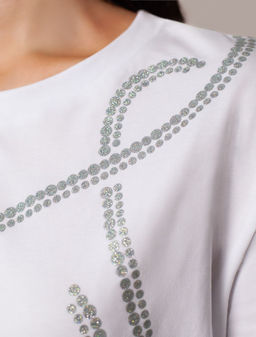 Свободная футболка с принтом из премиального хлопка с эластаном