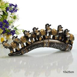 Статуэтка Слоны на бивне L-25 см / 7048-1 /уп 72/ черно-золотой