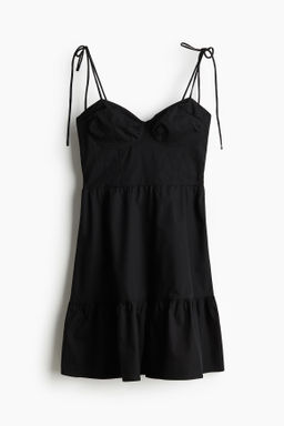 Vestido de popelina con tirantes de lazo