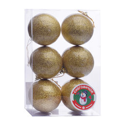 Набор елочных шаров (6см*6шт) золото