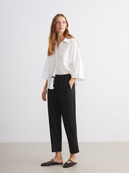 B?y?k Beden Beli Lastikli Havu? Kesim Kad?n Pantolon