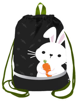 Мешок д/обуви LOREX KIDS WHITE RABBIT 42x34 см черн. 1 отд. с бол. карманом на молнии с ру...