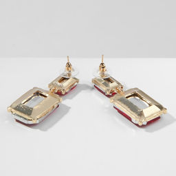 Серьги со стразами «Клео» классика, красные в золоте