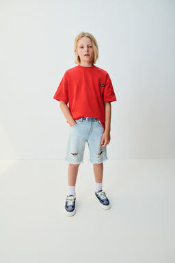 RIPPED DENIM BERMUDA SHORTS - Zara фото 5