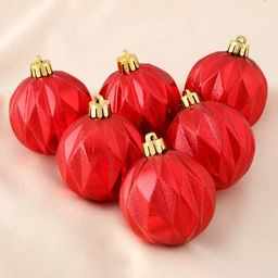 Ёлочные игрушки Иллюзия, шары новогодние, d=6 см, набор 6 шт., красный