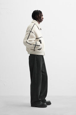 CONTRAST FAUX SHEARLING JACKET - Zara фото 12