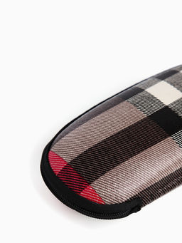 Футляр для очков на молнии, длина 17 см, с принтом «Полосы», тёмно-коричневый