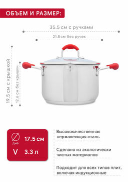 Набор кухонной посуды FANCY 2пр (ковш 1.7л+кастрюля 3.3л)