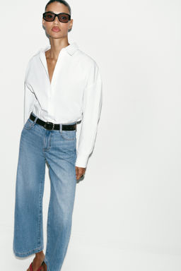 Z.08 BELTED WIDE-LEG CROPPED JEANS - Zara фото 28