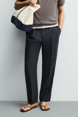 PANTAL?N REGULAR FIT 100% LANA / Azul