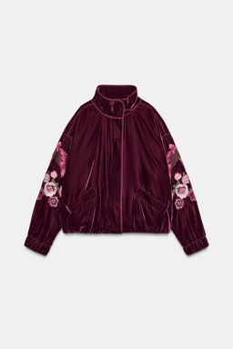 EMBROIDERED VELVET PUFFER JACKET - Zara фото 6