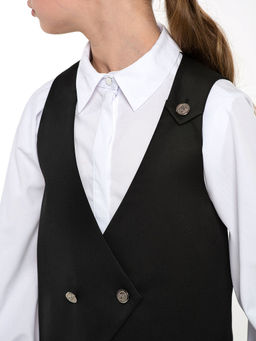 Черный школьный жилет для девочки Mooriposh, модель 1121 фото 3