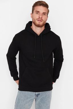Siyah Regular/Normal Kesim Kapusonlu Ici Polar/S?cak Tutan Sweatshirt TMNAW20SW0163