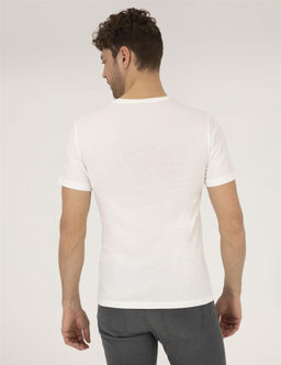 Ekru Slim Fit Bask_l_ Bisiklet Yaka Ti__rt - Pierre cardin фото 5