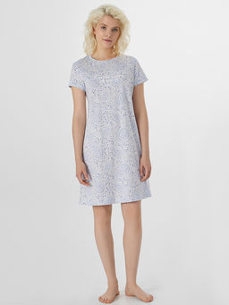 Сорочка ночная женская голубая с узором