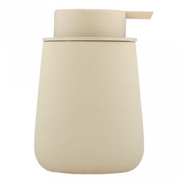 Набор для ванной "Эстетик" 3 предмета: дозатор для мыла 410мл; мыльница 11х8,6х2,2см; стакан для зубных щеток 410мл; фурнитура пластик, керамика, матовая глазурь, кремовый, в коробке (Китай)